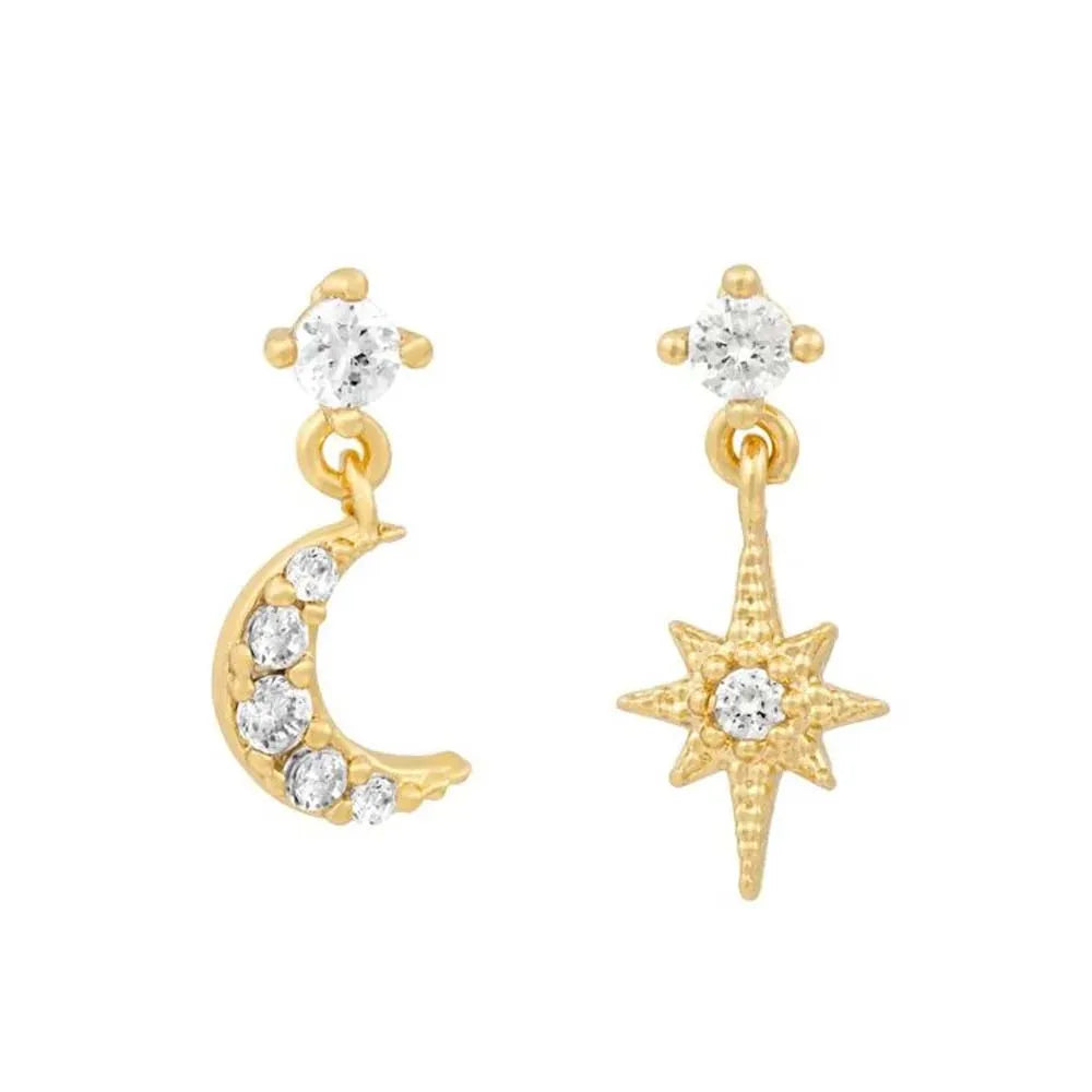 Créoles Cartilage CZ Étoile Lune