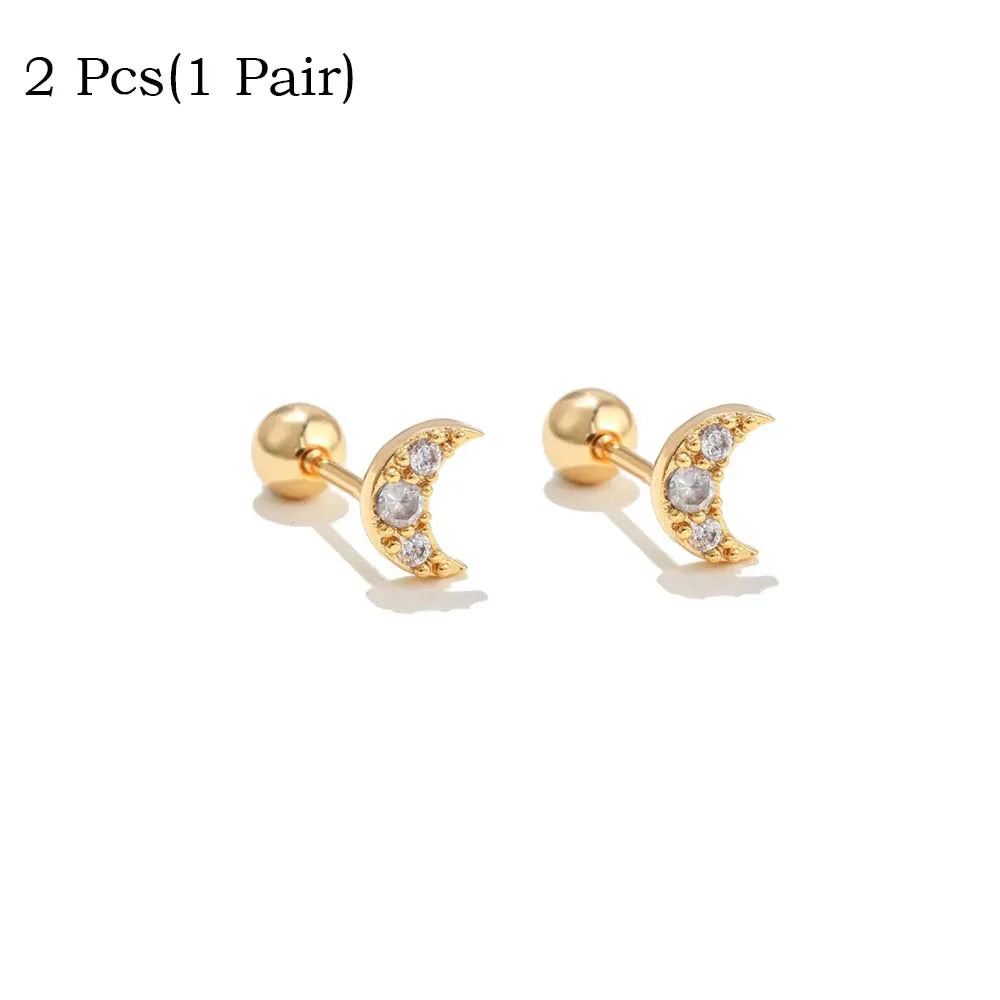 Créoles Cartilage CZ Étoile Lune