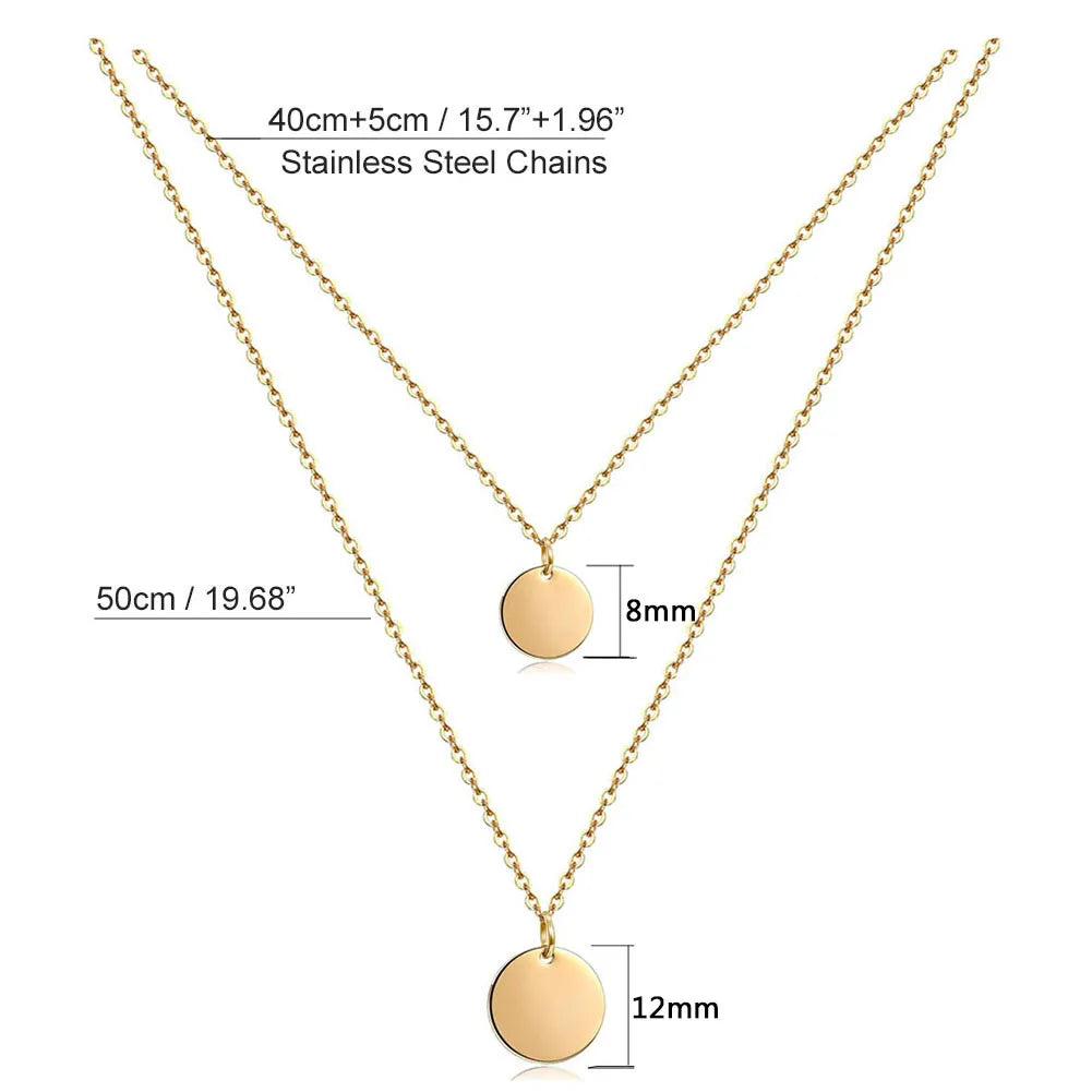 MinaMaMa chaîne en acier inoxydable Pentacle étoile ronde pièce lune barre pendentifs colliers pour femmes colliers multicouches L’AURA