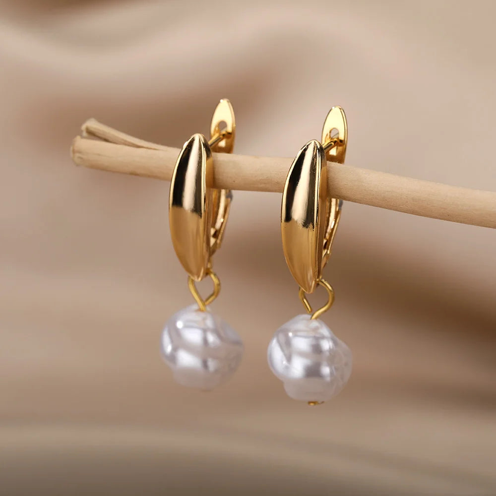 Boucles d'oreilles circulaires pour femmes, Vintage, Punk, rondes, baroques, en perles, en acier inoxydable, Clip d'oreille circulaire, bijoux cadeau Mujer L’AURA