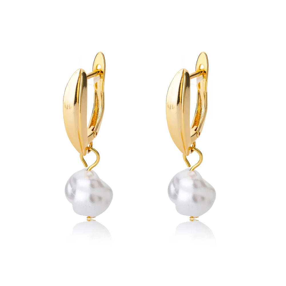 Boucles d'oreilles circulaires pour femmes, Vintage, Punk, rondes, baroques, en perles, en acier inoxydable, Clip d'oreille circulaire, bijoux cadeau Mujer L’AURA