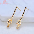 (3781)4 pièces 27MM 35MM 24K couleur or plaqué laiton longue ligne avec noeud boucles d'oreilles haute qualité bijoux à bricoler soi-même faisant des résultats L’AURA