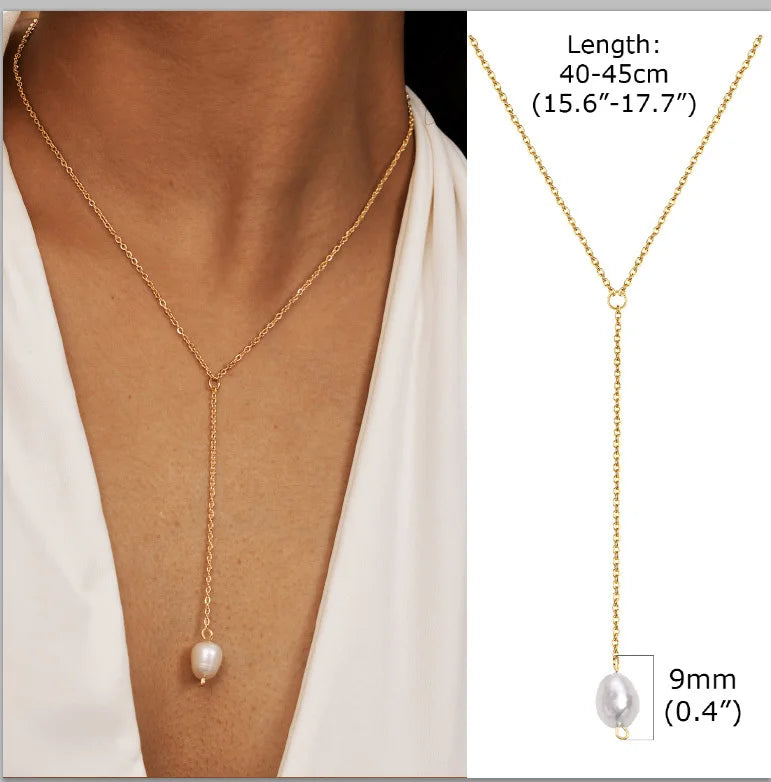 Collier Lariat en acier inoxydable plaqué or, collier Long délicat, colliers Laryered pour femmes et filles, pendentif goutte en forme de Y
