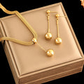 EILIECK 316L acier inoxydable 18K plaqué or perle pendentif collier boucles d'oreilles ensemble de bijoux pour les femmes étanche bijoux de mode L’AURA
