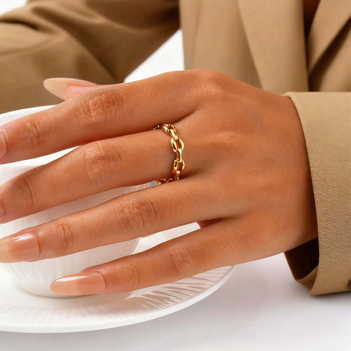 Bague chaîne à bracelet Simple pour femmes, bagues de montre minimalistes en acier inoxydable de couleur or, cadeau de bijoux fins L’AURA