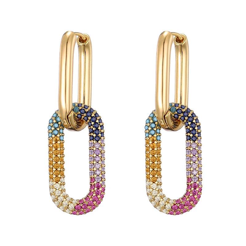 LOVBEAFAS marque couleur or géométrique ovale Rectangle boucles d'oreilles pour femmes Zircon bijoux de mariage élégant femme boucles d'oreilles pendantes L’AURA