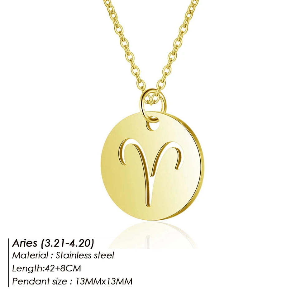 Collier Pendentif Zodiaque Doré E-Manco Pour Femme