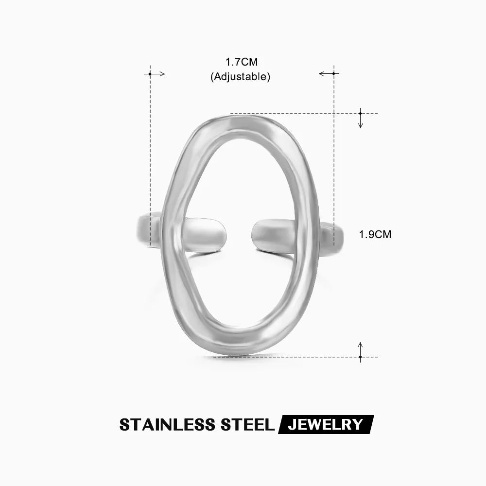 Bagues ovales creuses minimalistes pour femmes, en acier inoxydable, couleur or, géométrique, ouvert, bijoux de fête, cadeau, nouveau L’AURA