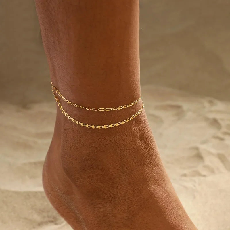 Bracelets de Cheville Dorés pour Femme - Ensemble Bijoux Cadeau