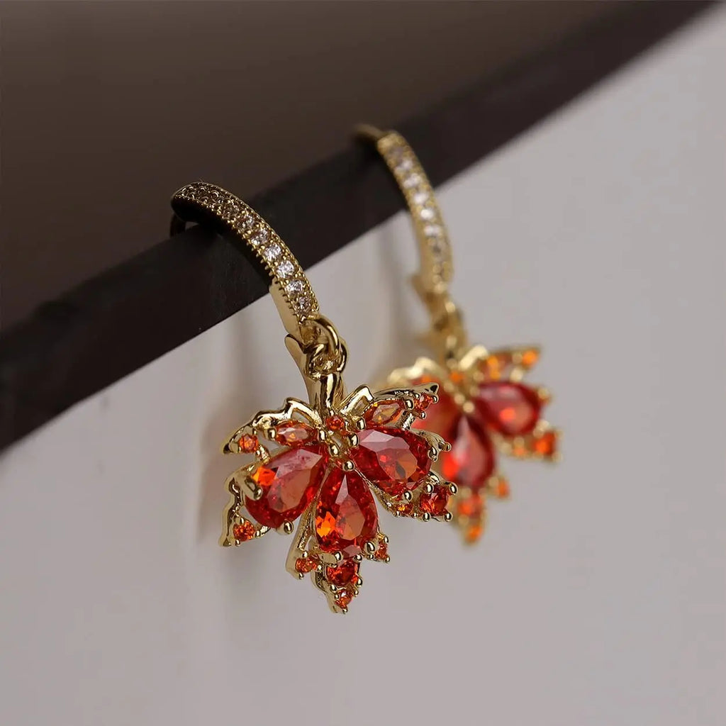 Boucles d'oreilles pendantes en strass CZ pour femmes, petites boucles d'oreilles pendantes en feuille d'or, pour bal de mariage, bijoux à la mode, cadeau