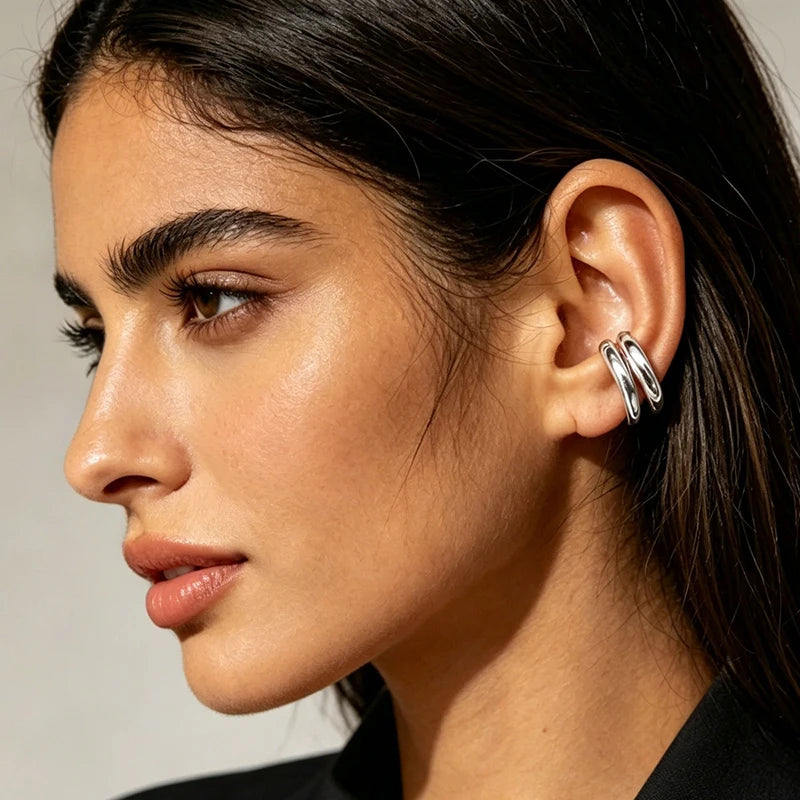 Boucles d'oreilles à Clip rondes et lisses en forme de C pour femmes, 2 pièces, légères, sans Piercing, Cartilage, manchette d'oreille, bijoux à usage quotidien L’AURA