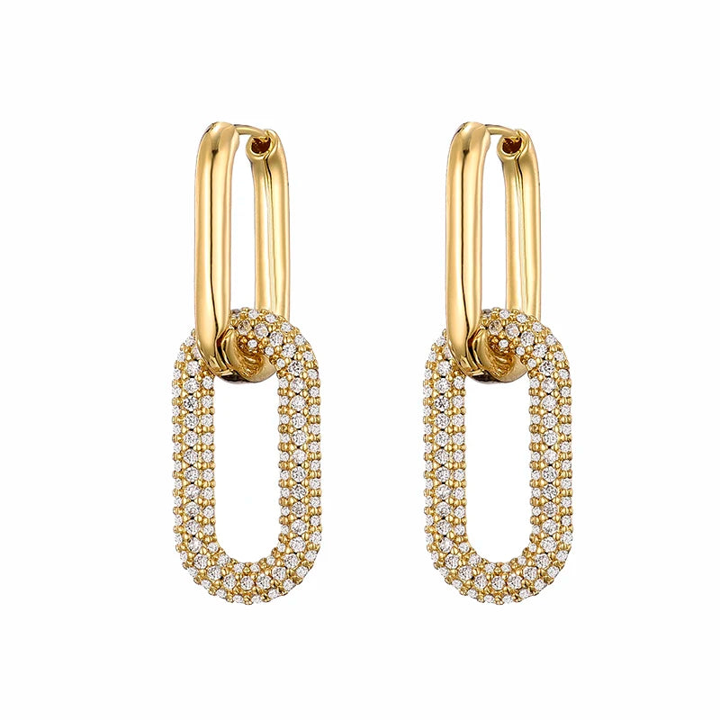 LOVBEAFAS marque couleur or géométrique ovale Rectangle boucles d'oreilles pour femmes Zircon bijoux de mariage élégant femme boucles d'oreilles pendantes L’AURA