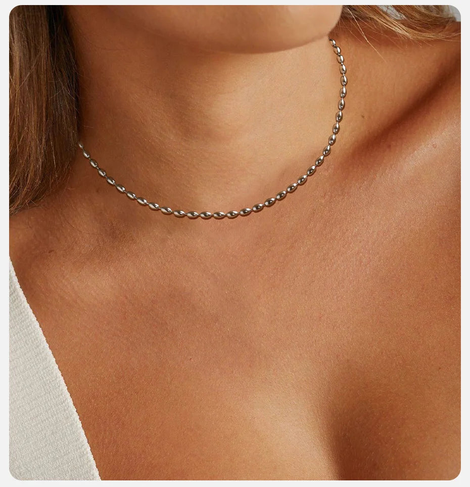 Vnox-Collier de la présidence pour femmes, collier en acier inoxydable, 18K Sweatshirts Gold Document, bijoux cadeaux pour filles, collier IkBeads JOChoker, ChimRugby L’AURA