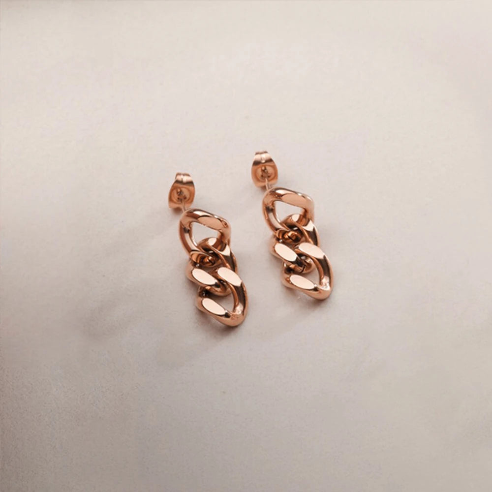 EManco Punk chaîne à maillons cubains boucles d'oreilles pour les femmes de mode véritable plaqué or anneau fermoir balancent Rock bijoux cadeau L’AURA