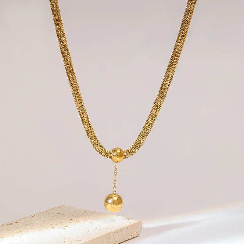 EILIECK 316L acier inoxydable 18K plaqué or perle pendentif collier boucles d'oreilles ensemble de bijoux pour les femmes étanche bijoux de mode L’AURA