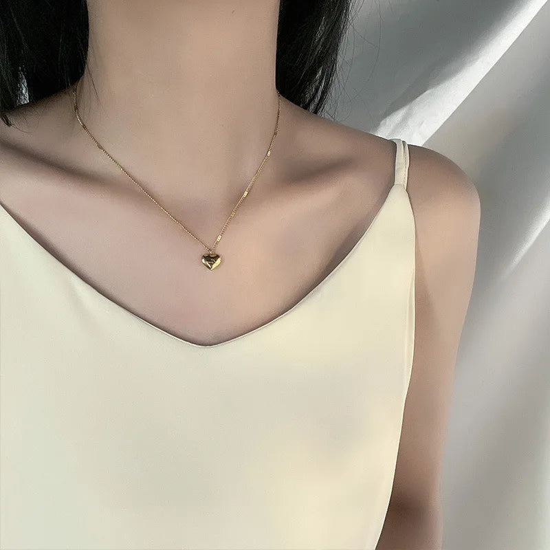 Collier d'amour en acier inoxydable pour femmes, Style d'été, chaîne de clavicule, couleur or 18 carats, bijoux à la mode, cadeau L’AURA