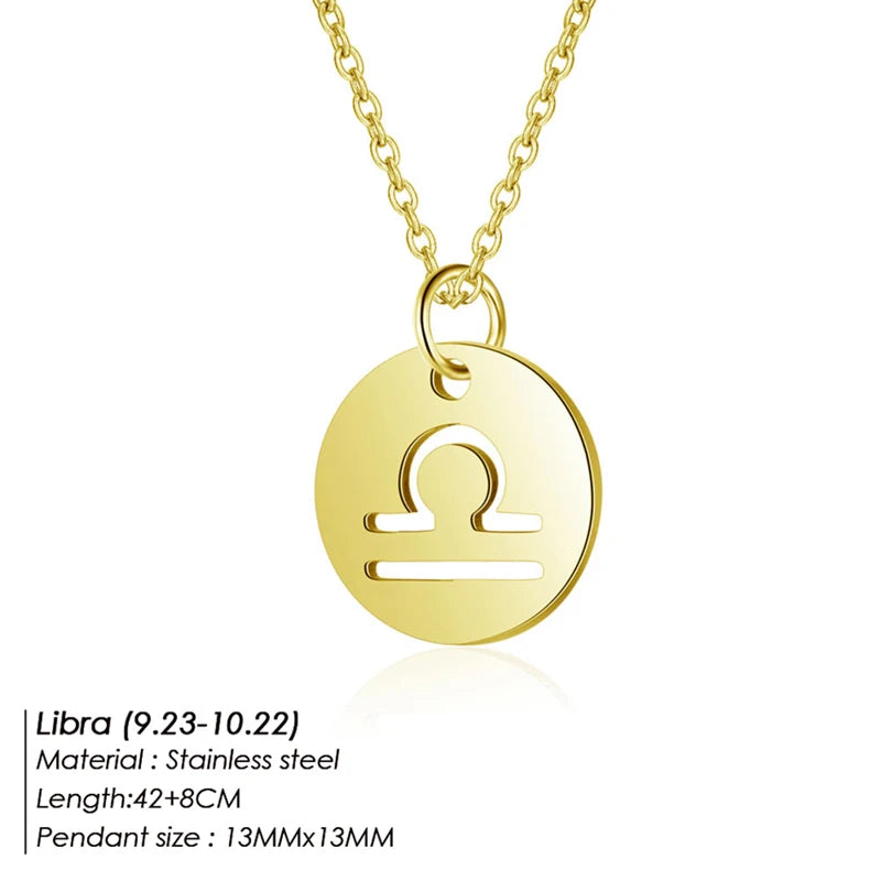 Collier Pendentif Zodiaque Doré E-Manco Pour Femme