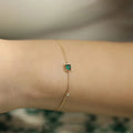 Bracelet en argent Sterling 925 et Zircon vert pour femme, breloque de personnalité Simple, forme géométrique, cadeau de fête, bijoux exquis L’AURA