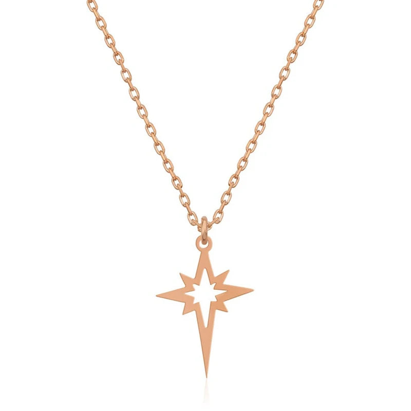 Colliers ras du cou en acier inoxydable avec pendentif étoile géométrique minimaliste, collier étoile polaire pour femmes, Collares Para Mujer L’AURA