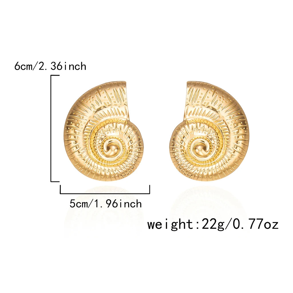 Boucles d'oreilles tendance couleur or, étoile de mer simulée, pour femme, style bohème, grandes conques métalliques, bijoux pour soirée et usage quotidien