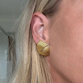 Boucles d'oreilles rétro texturées pour femmes, multicouches, couleur or, en acier inoxydable, bijoux étanches L’AURA