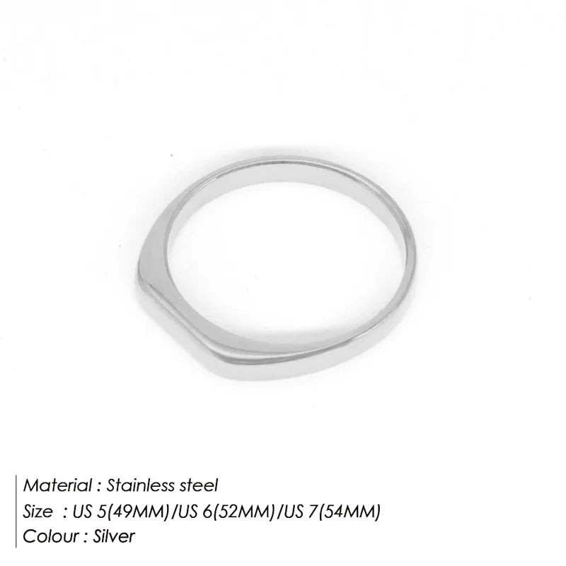 eManco Minimalist Square Signet Ring for Women, Fine and Elegant Stainless Steel, Fashion Jewelry, Gift.