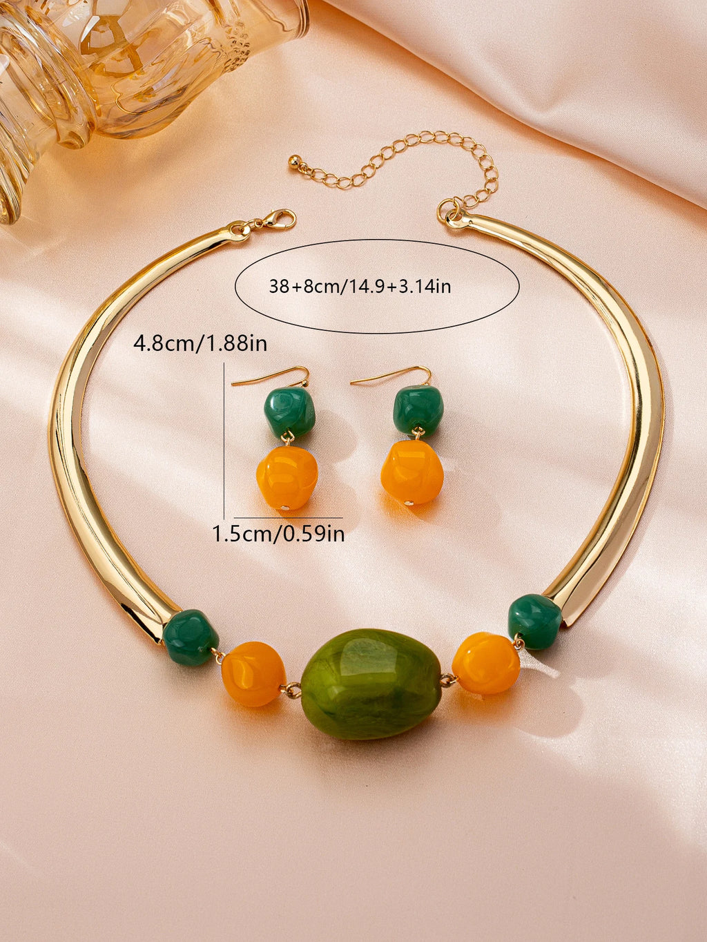 Ensemble ras du cou et boucles d'oreilles pour femmes, bijoux polyvalents, Style exagéré, élégant, été L’AURA