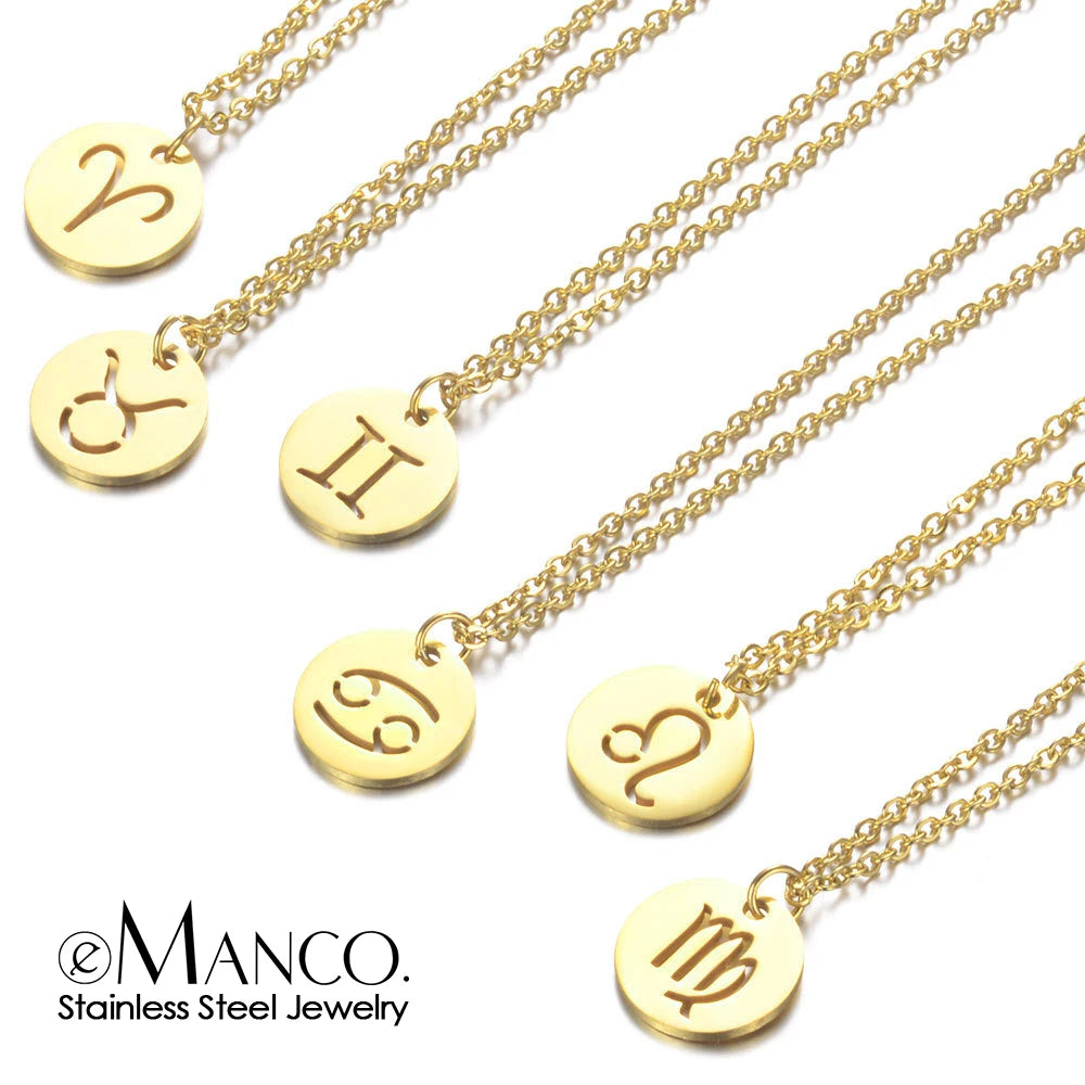 Collier Pendentif Zodiaque Doré E-Manco Pour Femme
