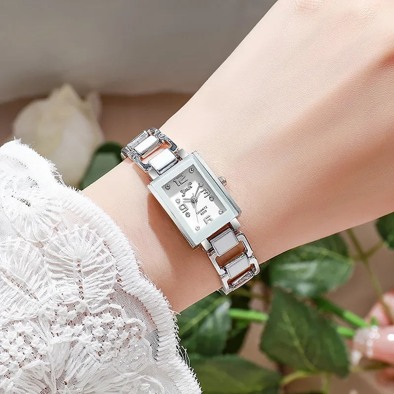 Montre de mode pour femme, version luxe, cadeau, montre-bracelet à quartz, montre décontractée pour femme avec bracelet en céramique et strass, vente chaude L’AURA