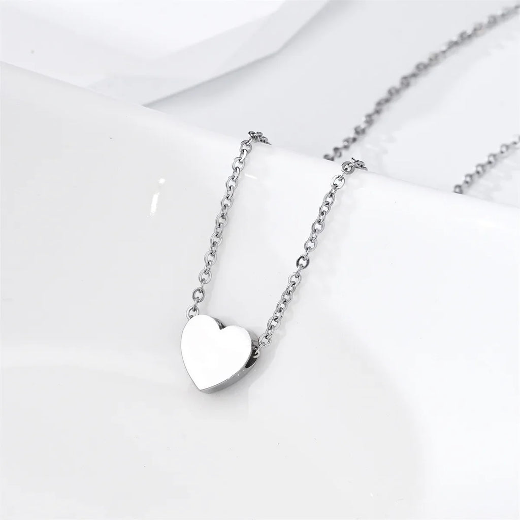Colliers simples en acier inoxydable, pendentif en forme de cœur, pour femmes et filles, ras du cou délicat hypoallergénique en acier inoxydable