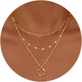 Colliers plaqués or 14 carats pour femmes, empilables, plaqué argent, cercle, trombone, chaîne, pendentif, ras du cou, ensemble pour femmes