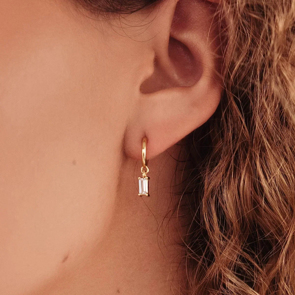 Boucles d'oreilles géométriques émeraude française en acier inoxydable pour femmes, accessoires de bijoux de fête, tendance, Zircon cristal, goutte d'eau L’AURA