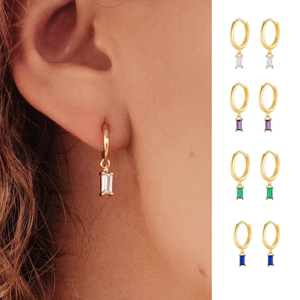 Boucles d'oreilles géométriques émeraude française en acier inoxydable pour femmes, accessoires de bijoux de fête, tendance, Zircon cristal, goutte d'eau L’AURA