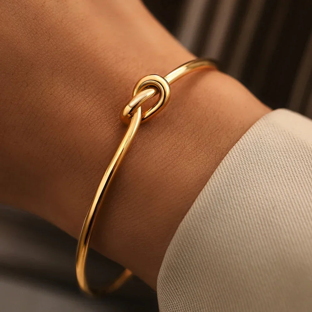 Bracelets en acier inoxydable Vintage pour hommes et femmes, Texture torsadée tissée, bijoux de déclaration, Streetwear, cadeaux gothiques L’AURA