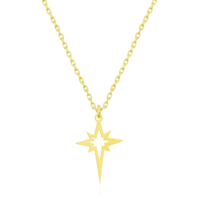 Colliers ras du cou en acier inoxydable avec pendentif étoile géométrique minimaliste, collier étoile polaire pour femmes, Collares Para Mujer L’AURA