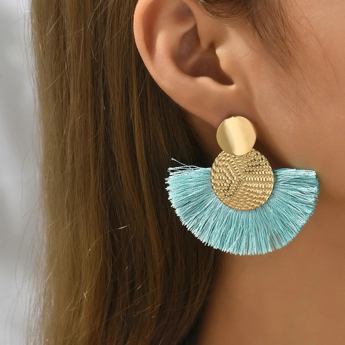 Mode bohème grand gland balancent blanc frange femme boucles d'oreilles boucles d'oreilles pour les femmes déclaration bijoux de mariage L’AURA