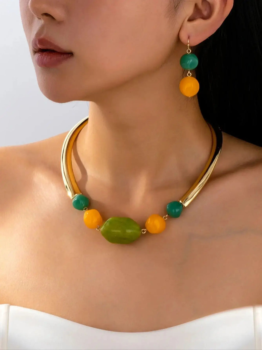 Ensemble ras du cou et boucles d'oreilles pour femmes, bijoux polyvalents, Style exagéré, élégant, été L’AURA