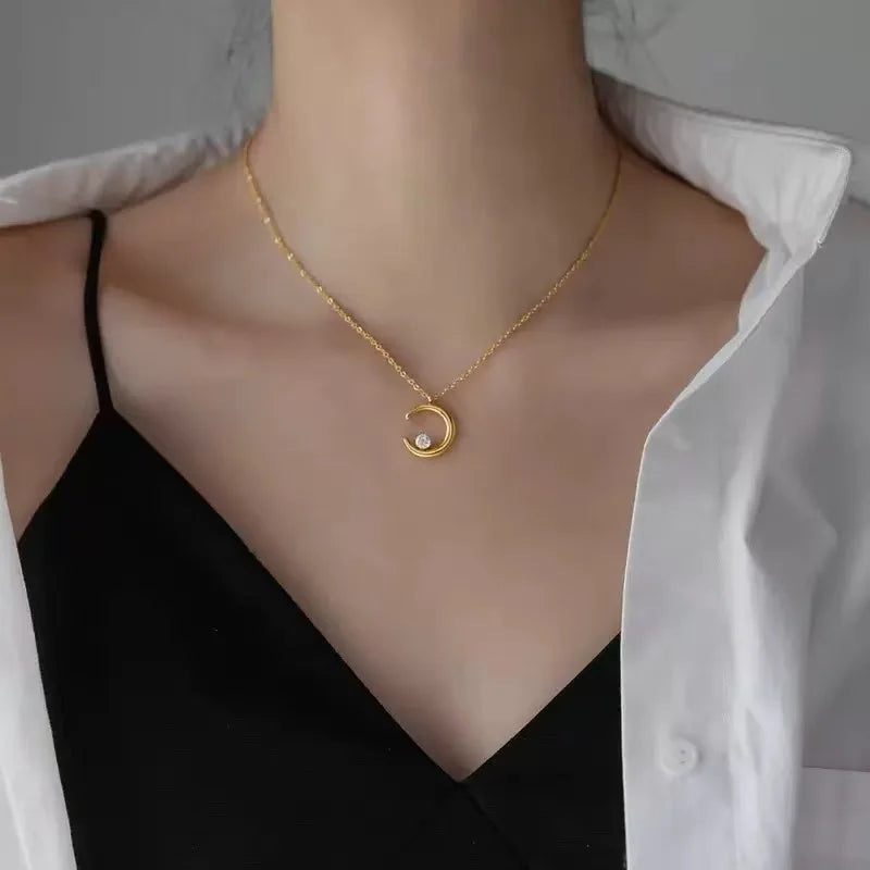 Collier Larme Strass Acier Inoxydable L’AURA