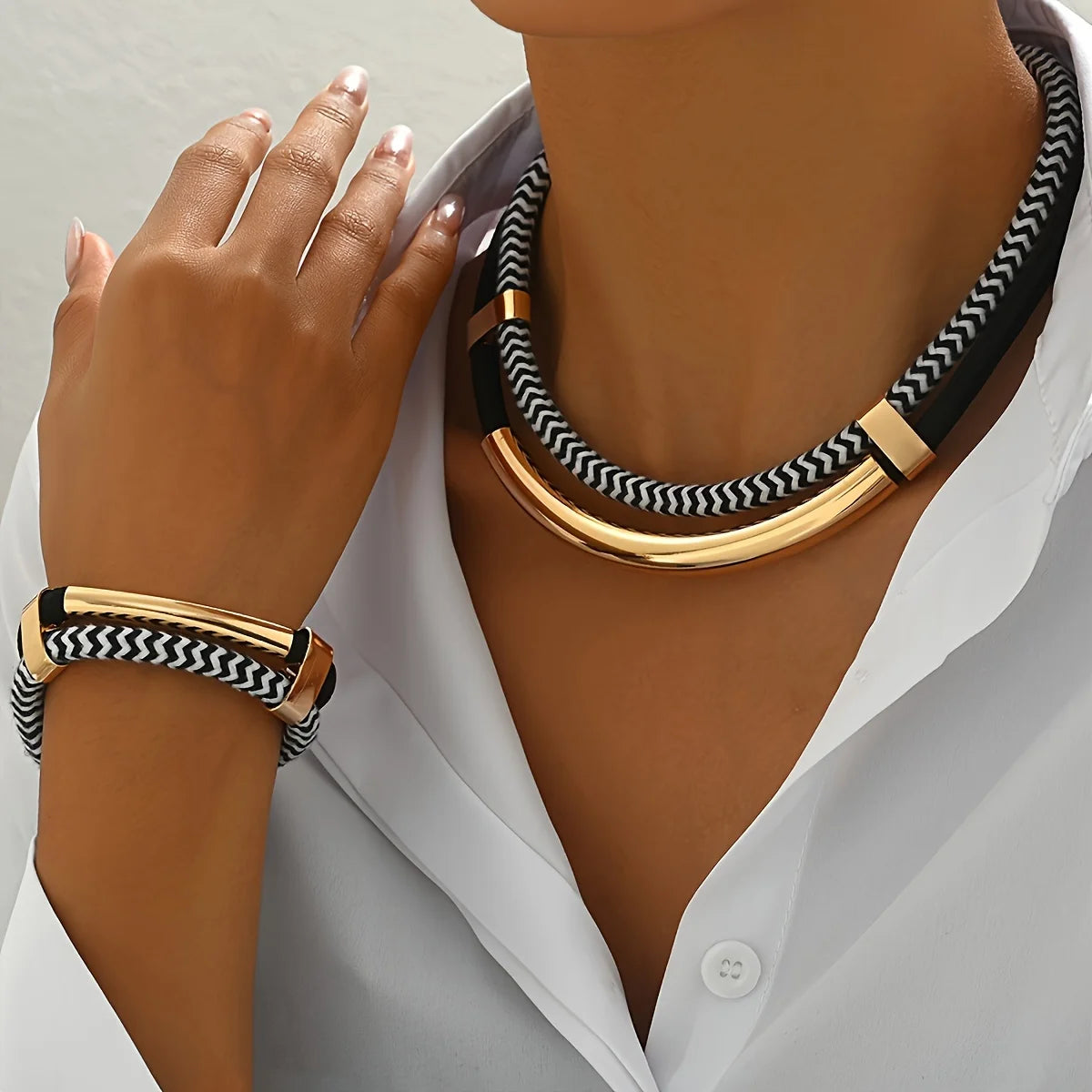 Ensemble Collier Bracelet Tube Hip-Hop L’AURA