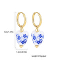 Boucles d'oreilles pendentif théière en porcelaine bleue et blanche, Vintage, en céramique, boule de cœur, perles, bijoux en acier inoxydable, cadeau L’AURA