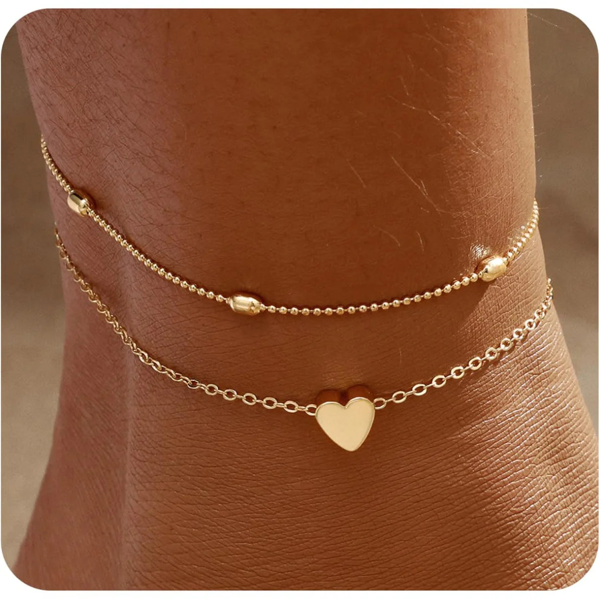 Bracelets de Cheville Dorés pour Femme - Ensemble Bijoux Cadeau
