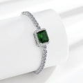 Bracelet en argent sterling 925, zircon vert impérial carré, taille réglable, bracelet de luxe élégant pour hommes et femmes L’AURA