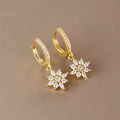 Boucles d'oreilles de luxe en acier inoxydable pour femmes, Zircons scintillants, Piercing géométrique, bijoux à la mode