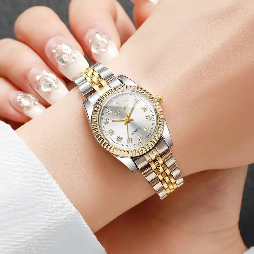 Montres de luxe en strass pour femmes, bracelet en acier inoxydable, montre-bracelet à Quartz, cadeau Relogio Feminino (sans boîte)