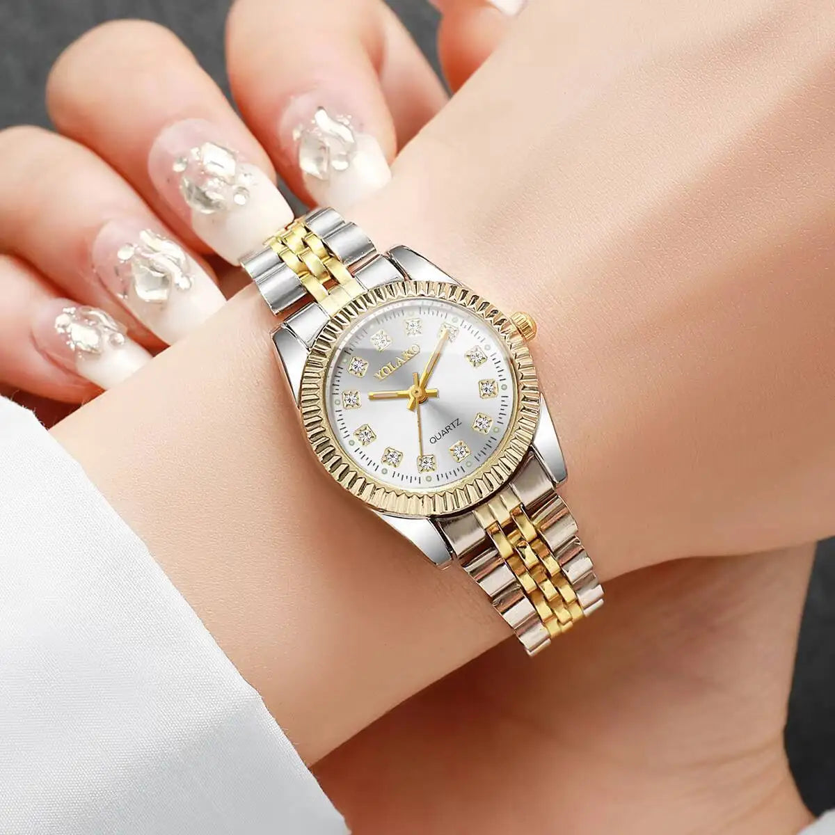 Montres de luxe en strass pour femmes, bracelet en acier inoxydable, montre-bracelet à Quartz, cadeau Relogio Feminino (sans boîte)