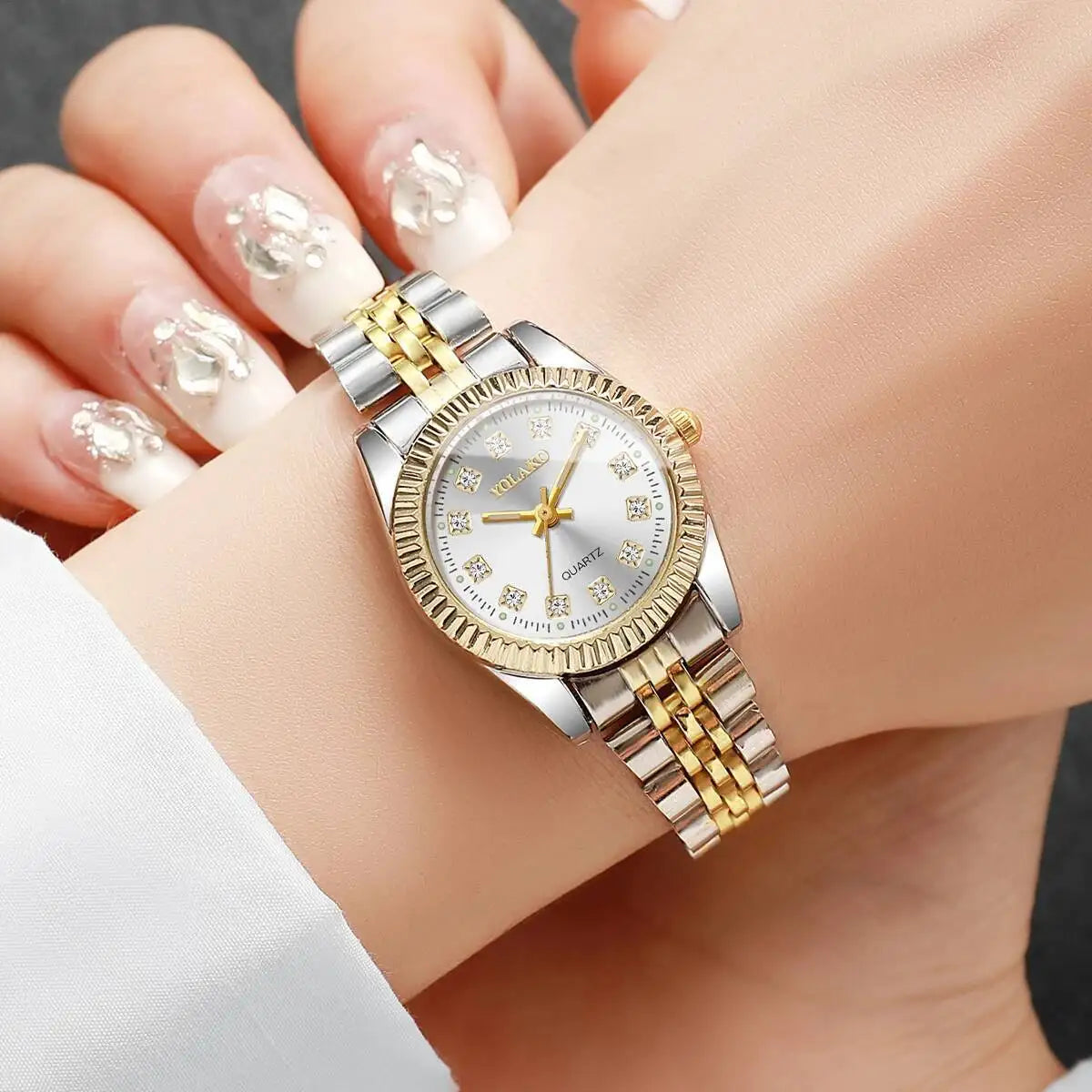 Montres de luxe en strass pour femmes, bracelet en acier inoxydable, montre-bracelet à Quartz, cadeau Relogio Feminino (sans boîte)