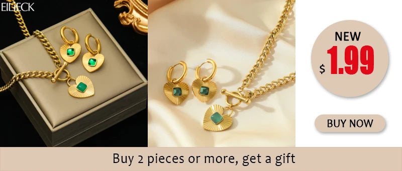 EILIECK 316L acier inoxydable 18K plaqué or perle pendentif collier boucles d'oreilles ensemble de bijoux pour les femmes étanche bijoux de mode L’AURA