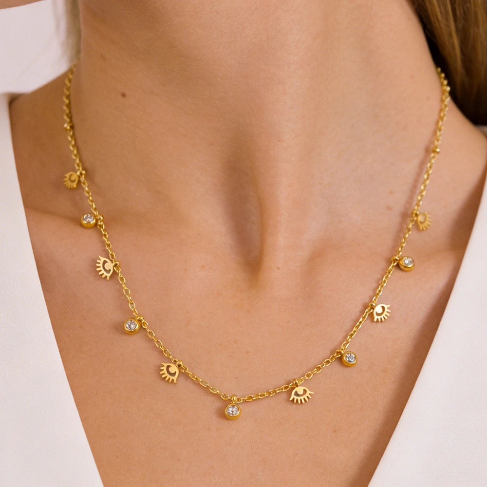 Collier Amulette Œil Zircon L’AURA