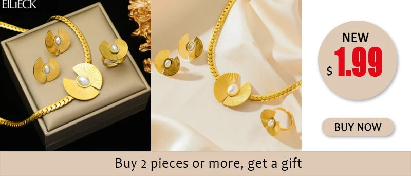 EILIECK 316L acier inoxydable 18K plaqué or perle pendentif collier boucles d'oreilles ensemble de bijoux pour les femmes étanche bijoux de mode L’AURA