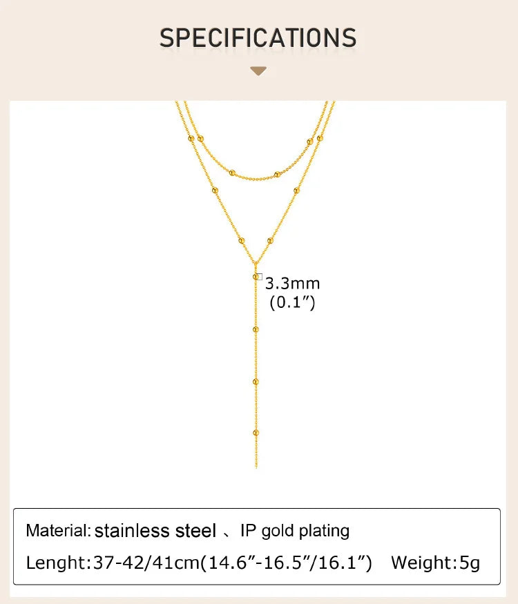 Collier Lariat en acier inoxydable plaqué or, collier Long délicat, colliers Laryered pour femmes et filles, pendentif goutte en forme de Y